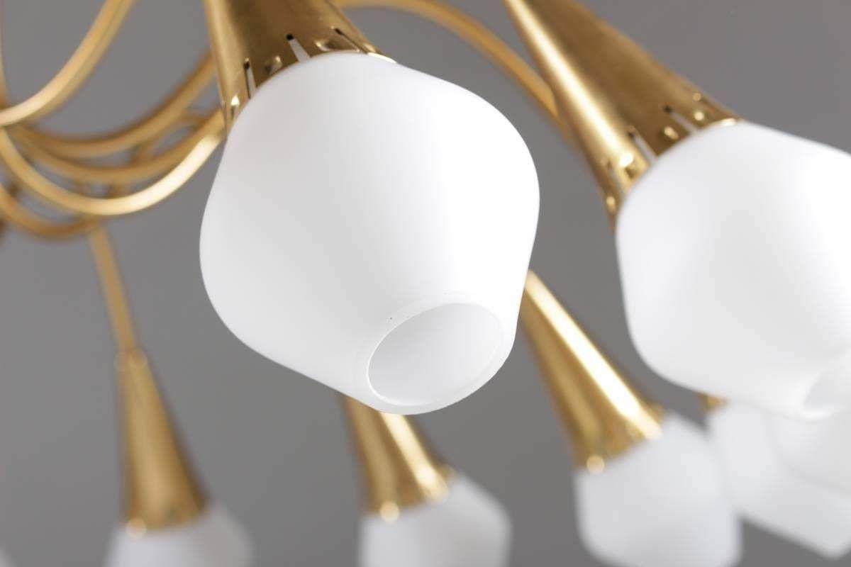 Scandinavian Midcentury Starburst Chandeliers In Brass By Böhlmarks, Sweden photo vintage