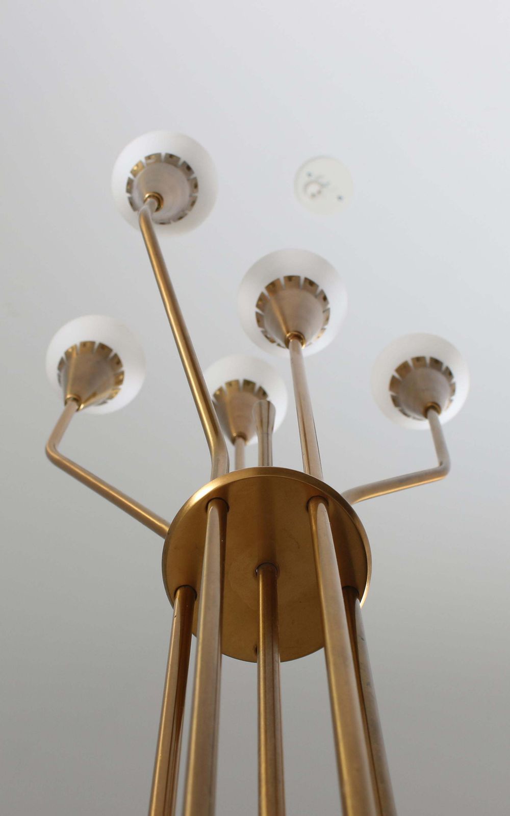 Swedish Floor Lamp In Brass And Opaline Glass By Böhlmarks, 1950s photo Lighting