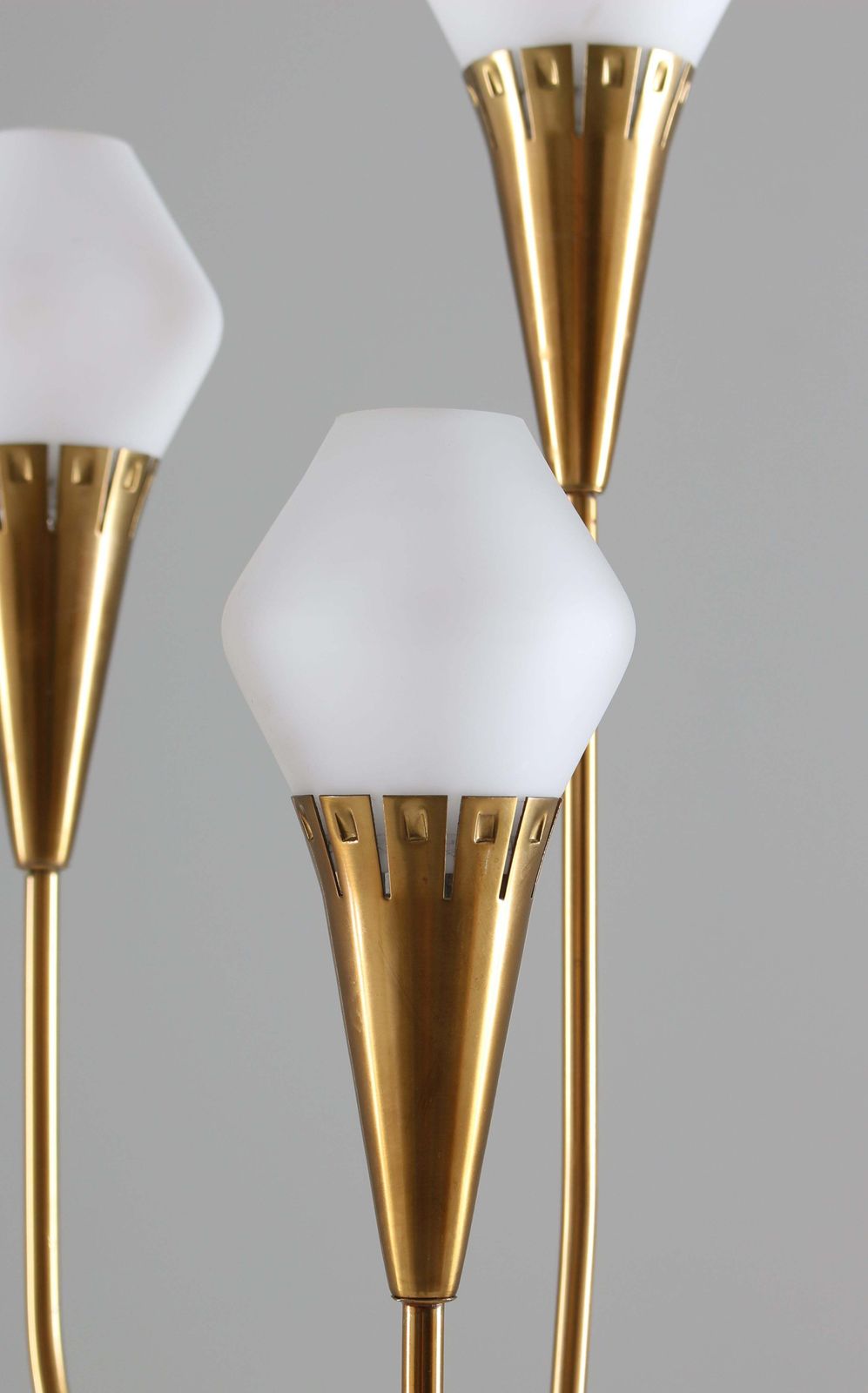 Swedish Floor Lamp In Brass And Opaline Glass By Böhlmarks, 1950s photo vinterior