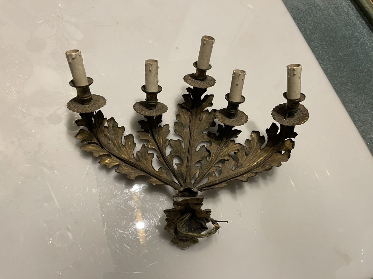 Italian Gold Gilded Tole Sconces Set Of 2 photo 850.0