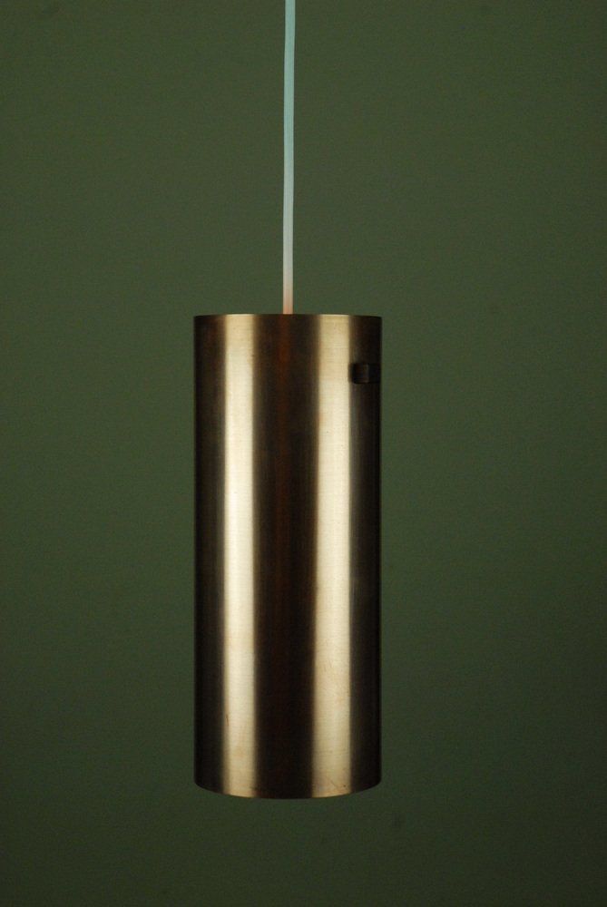 Copper & Teak Pendant Lamp By Uno & östen Kristiansson For Luxus, Vittsjö, Sweden, 1960s photo vintage