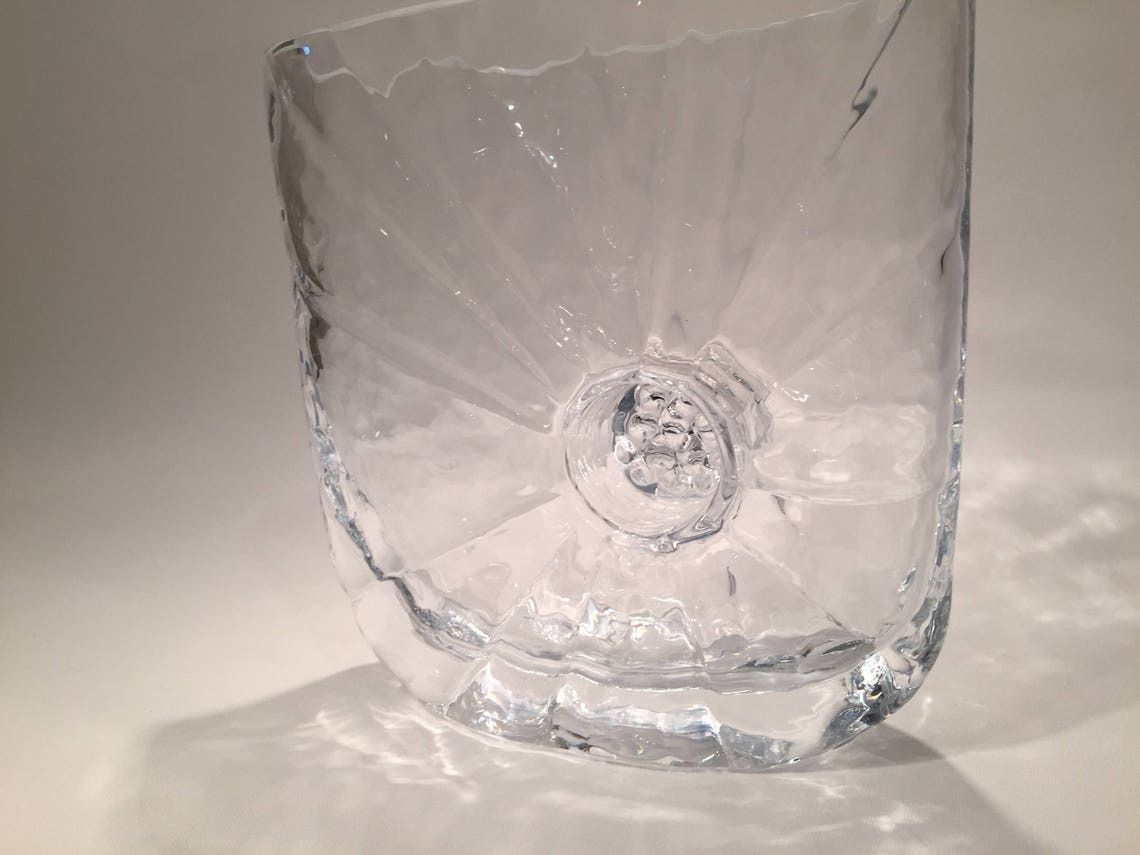 Glass Vase By Rune Strand, Sunburst, For The Swedish Sea Glassworks, Scandinavian Space Age Interior Decor In The 1970s photo buy