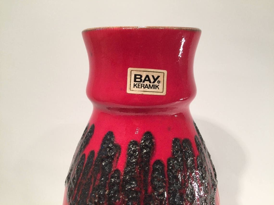 Big West Germany Bay Fat Lava Vase 30 Centimeters  11.70 Inches High German Studio Pottery Mid Century Modern Space Age Atomic Age photo for sale