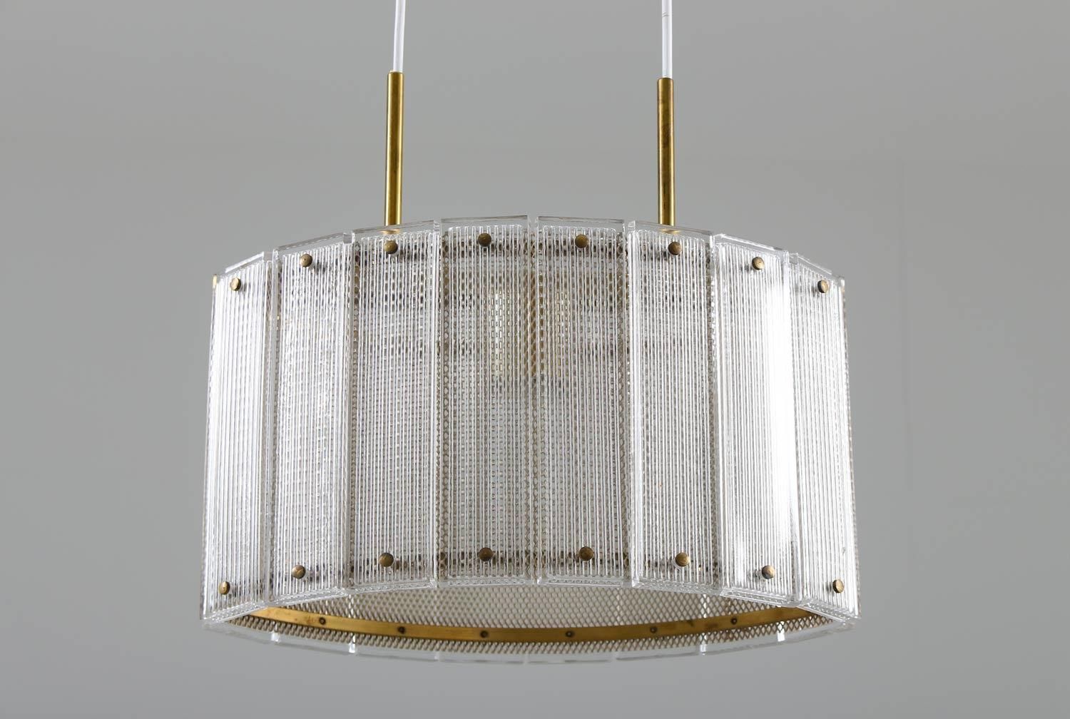 Swedish Mid Century Modern Pendant In Glass And Brass By Falkenbergs photo Lighting
