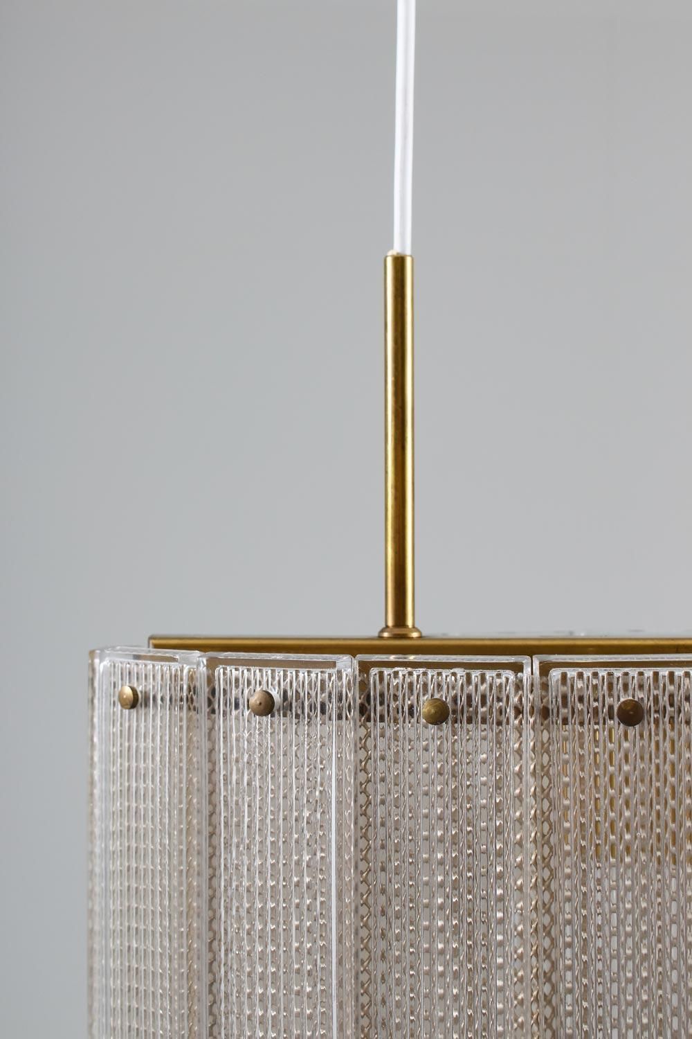 Swedish Mid Century Modern Pendant In Glass And Brass By Falkenbergs photo vintage