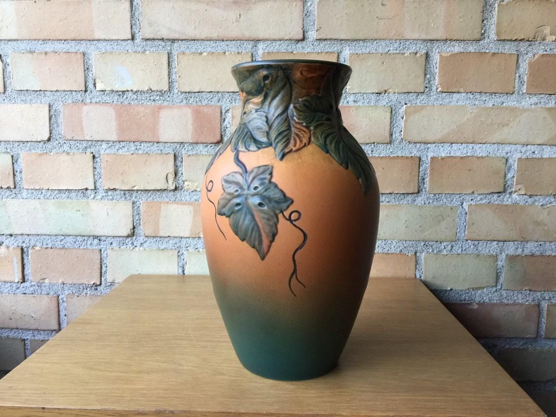 Vase With Wine Grapes By P.I.E. (P Ipsens Enke) A Danish Terracotta Pottery Scandinavian Ceramis From Mid 19th Century To 1955 Ceramics photo furniture