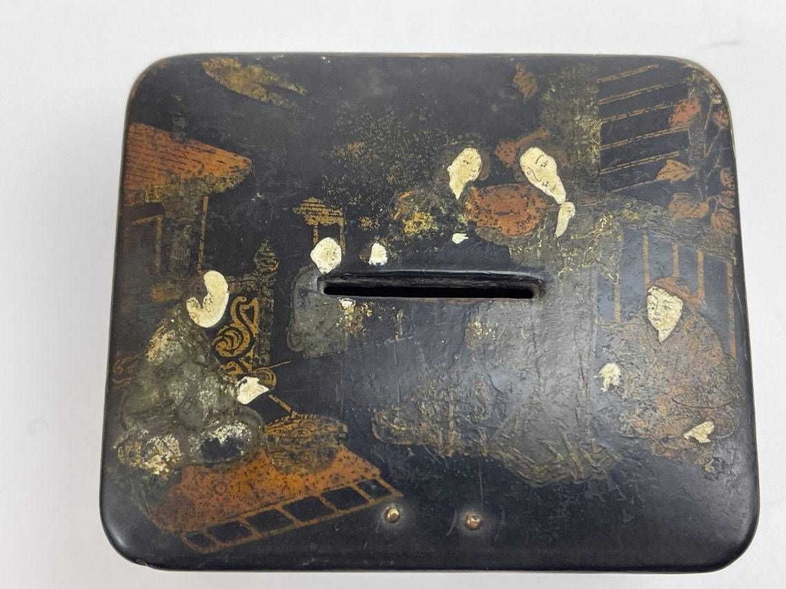 Chinese Antique Lacquer Money Box  Piggy Bank Beautiful Motifs photo furniture