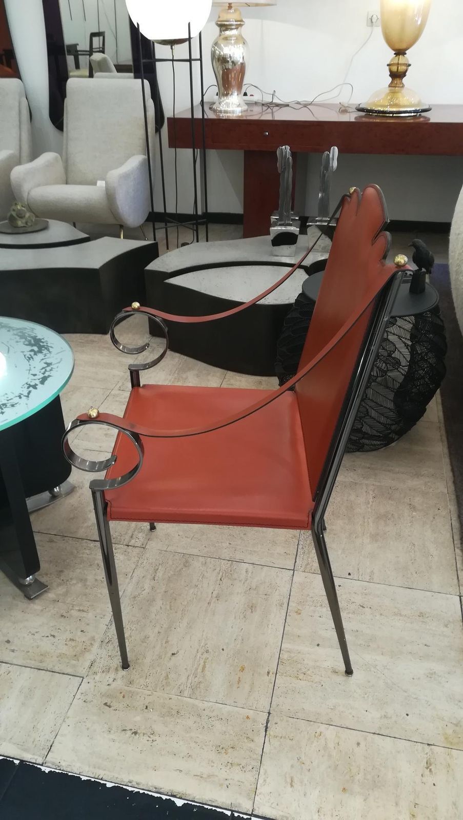 Armchair In Leather And Metal In The Taste Of Poillerat photo buy
