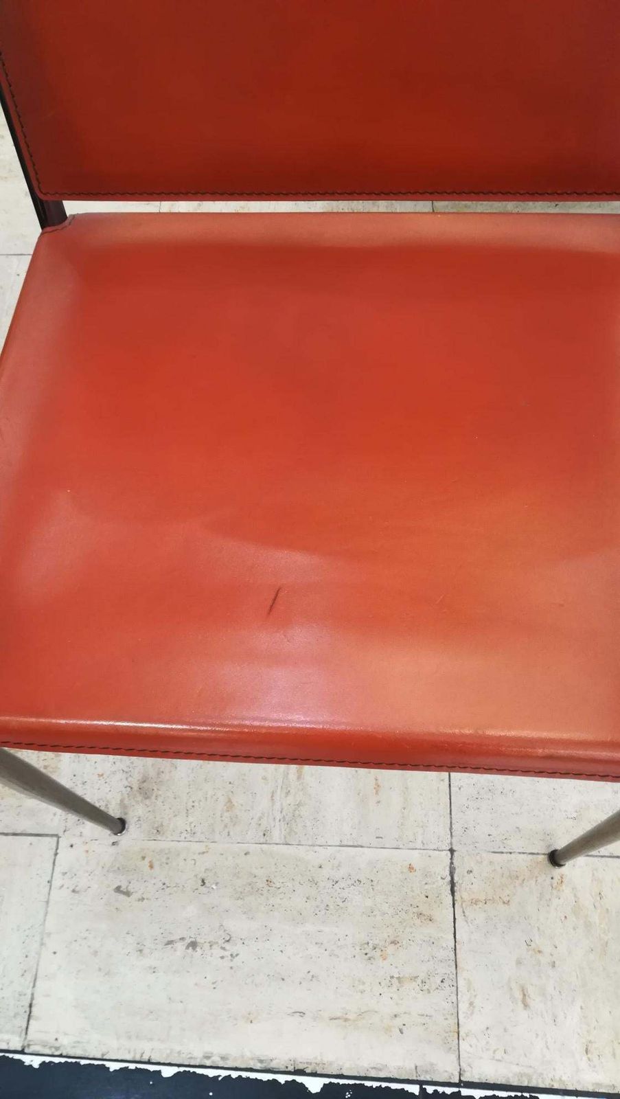 Furniture Armchair In Leather And Metal In The Taste Of Poillerat photo