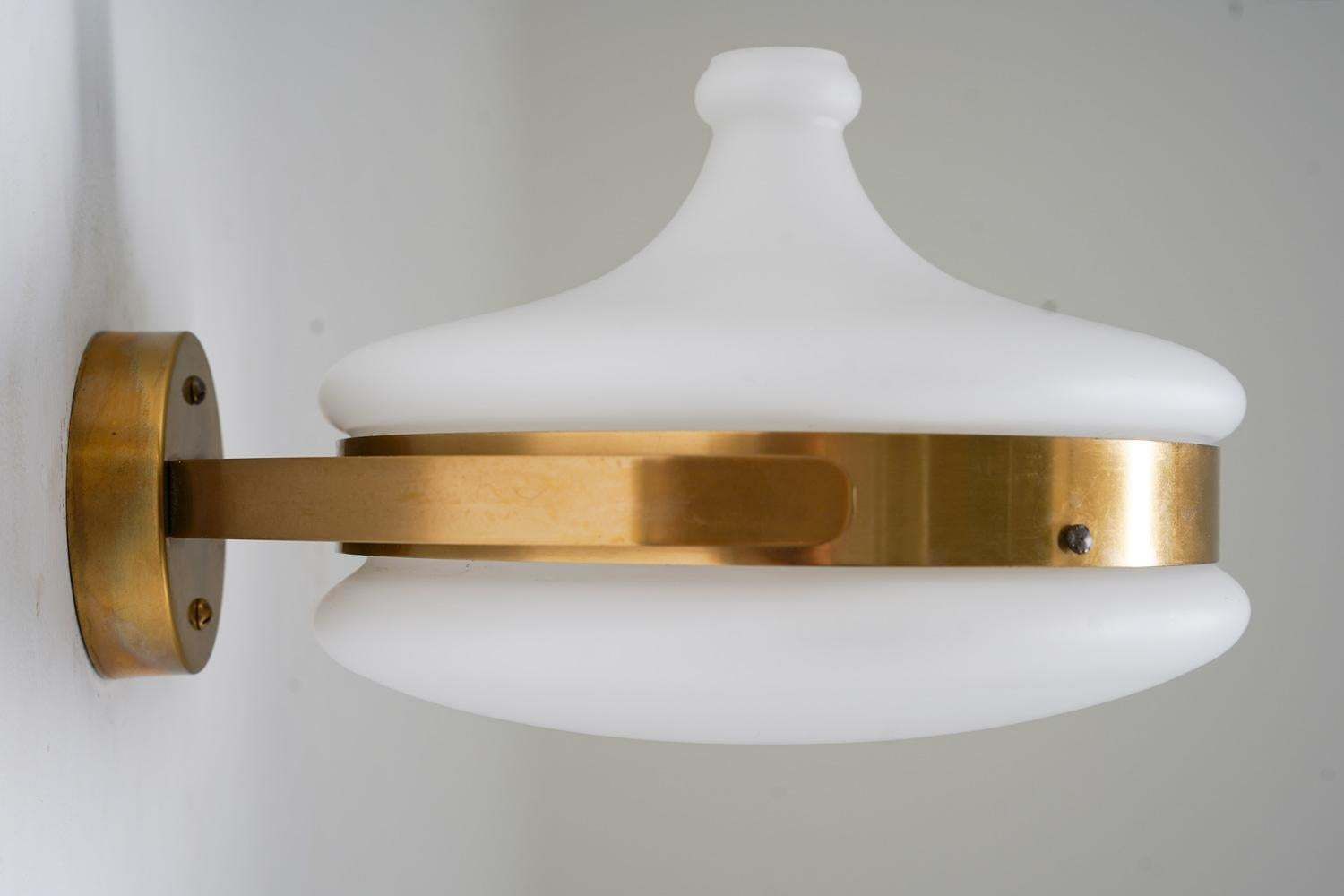 Swedish Mid Century Wall Lamps In Brass And Glass Falkenbergs