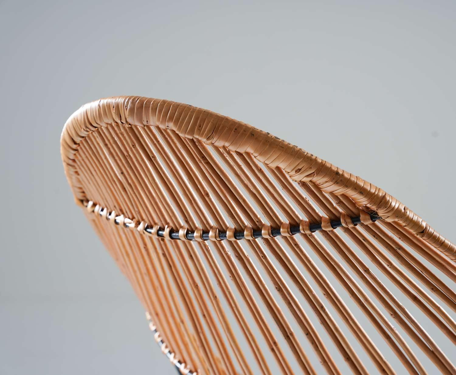 photo furniture Scandinavian Cane And Metal Lounge Chair 1950s