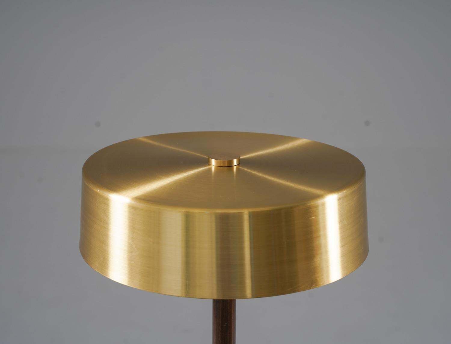Swedish Mid Century Table Lamp In Brass And Wood By Boréns photo for sale