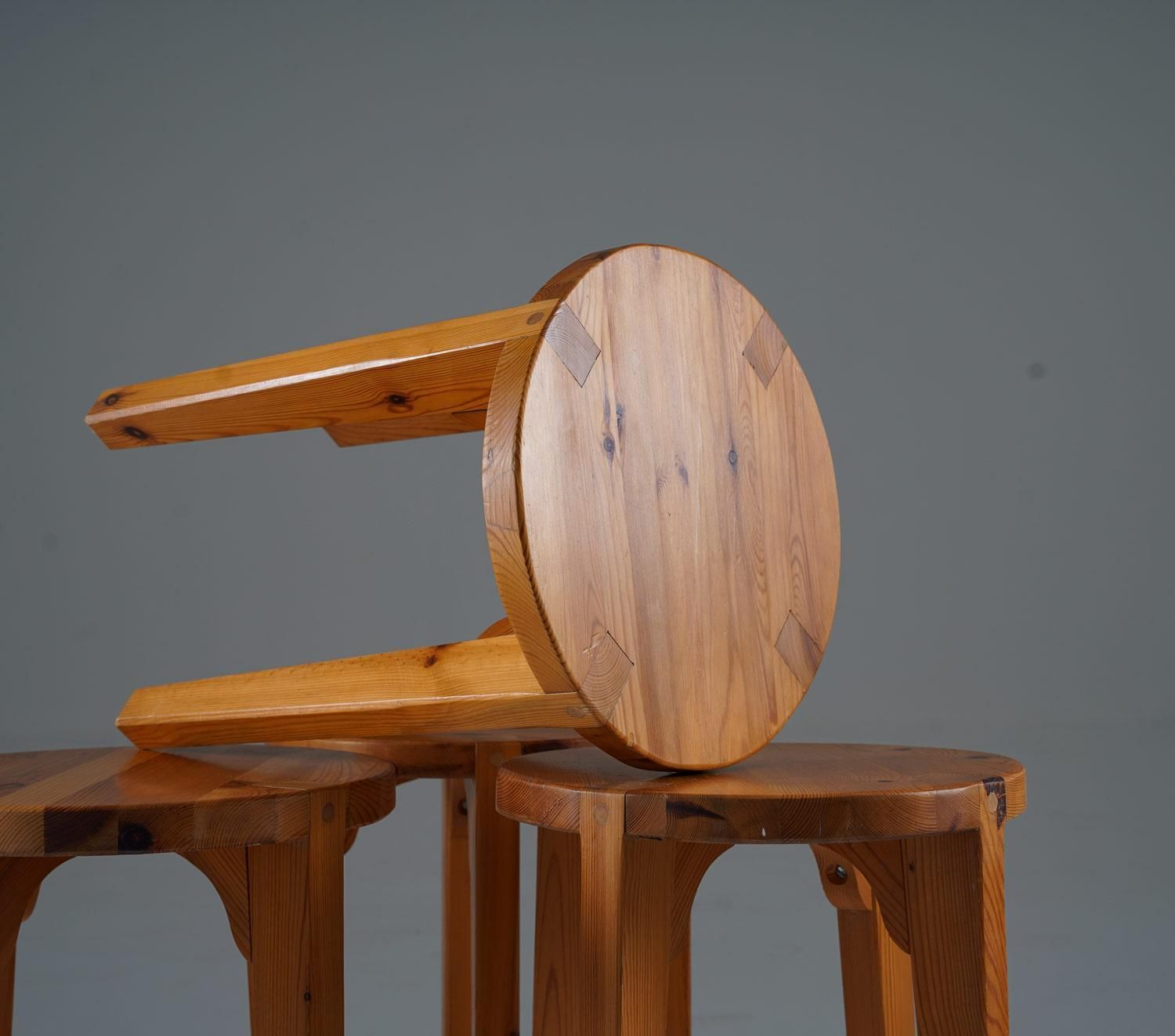 Swedish Stools In Pine, 1970s, Vintage photo 3560.0