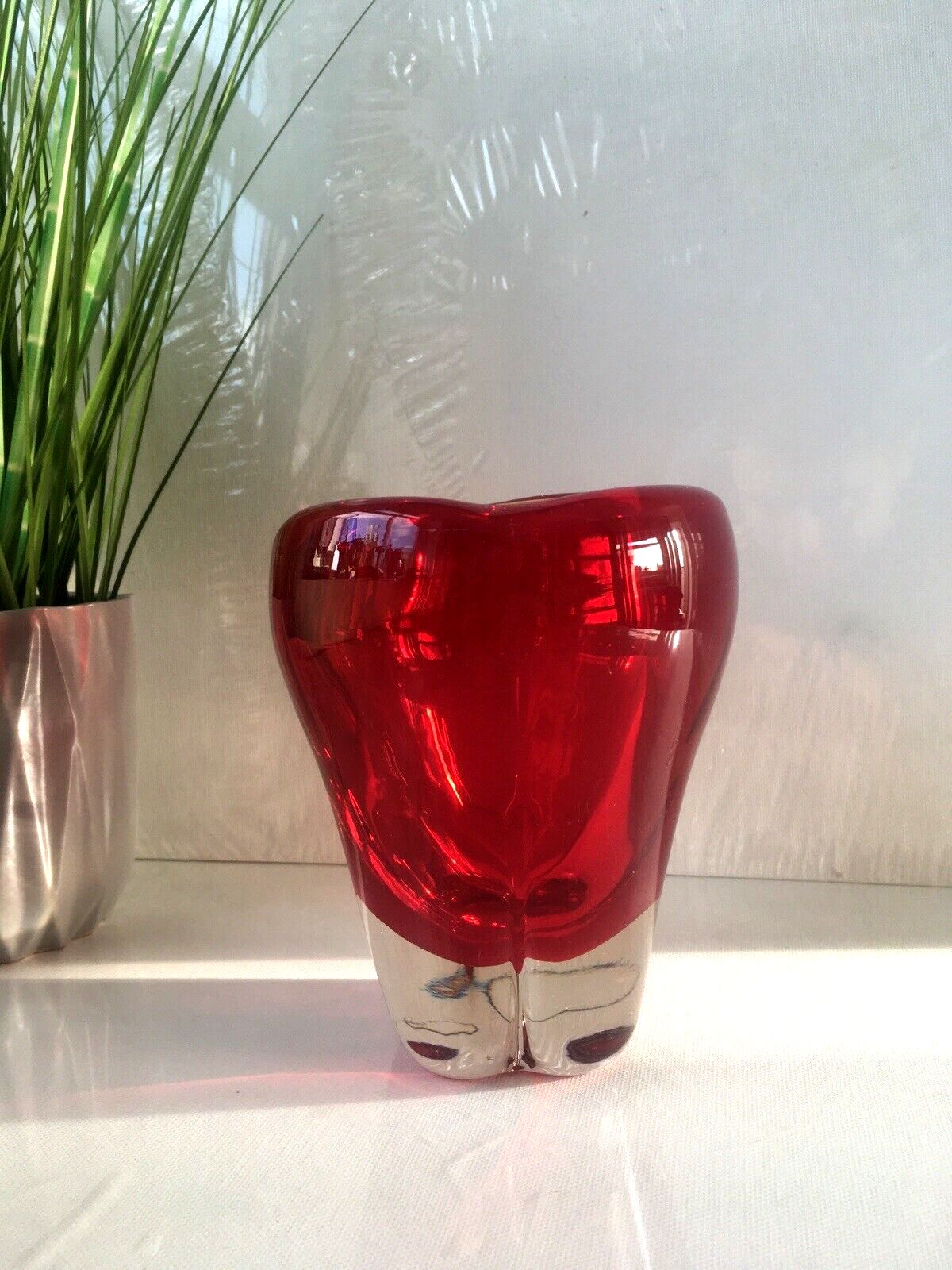 Red Whitefriars 9410 Art Glass Molar Lobed Bowl Vase Tooth Dentist Paperweight photo furniture
