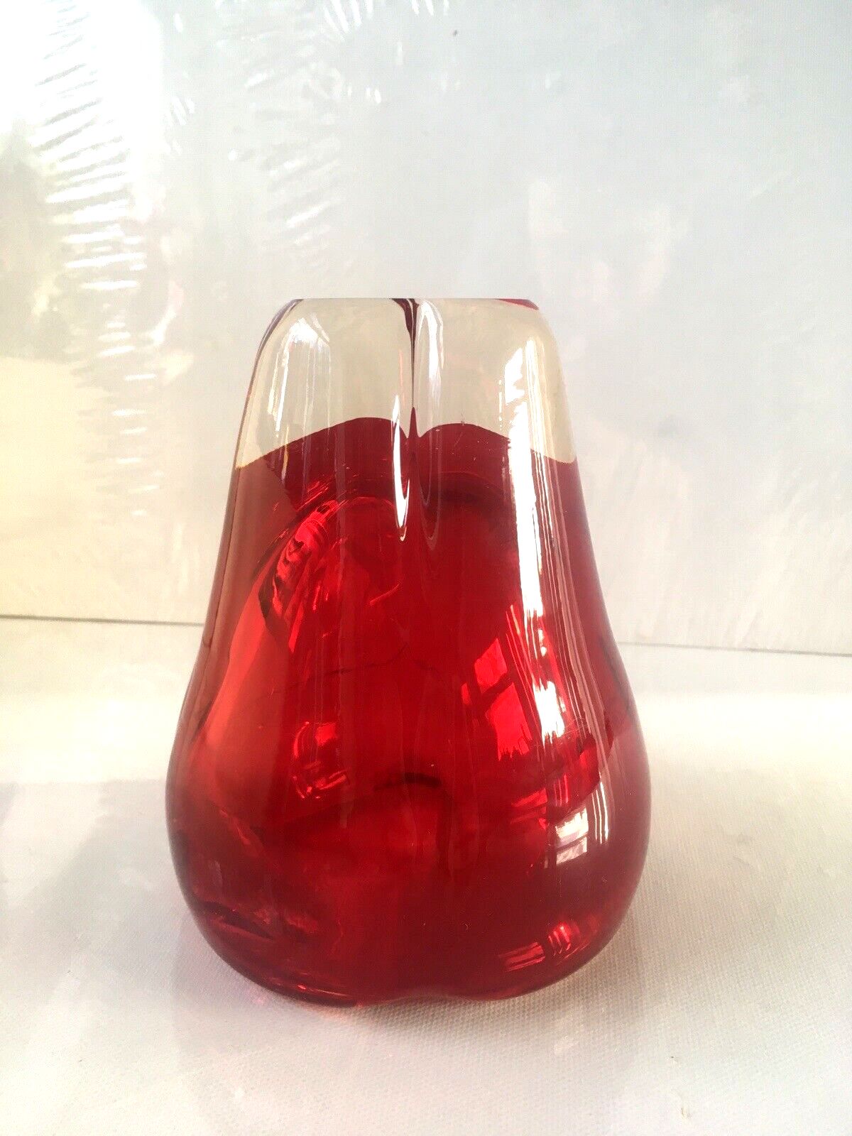 Red Whitefriars 9410 Art Glass Molar Lobed Bowl Vase Tooth Dentist Paperweight photo vintage