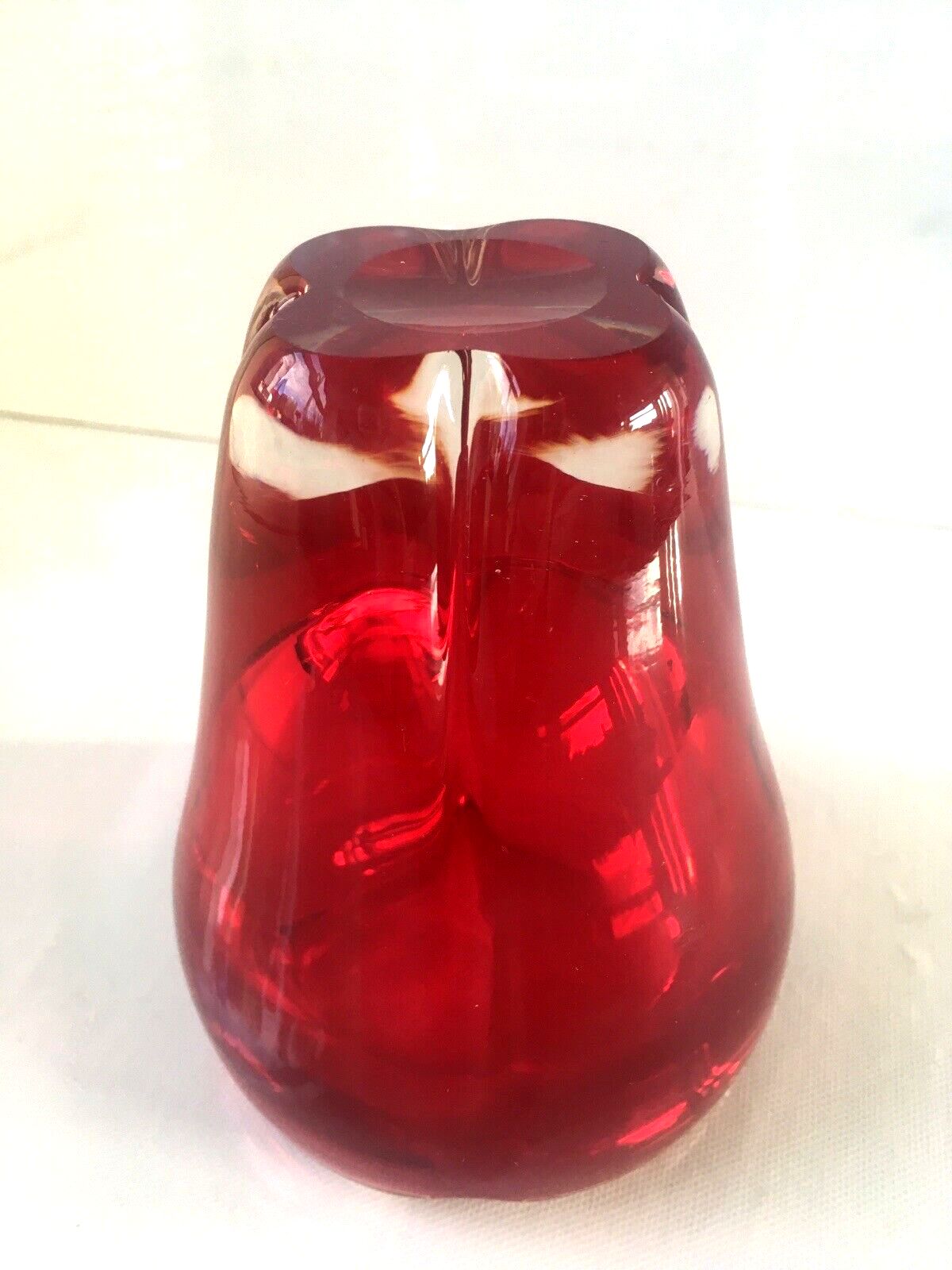 photo furniture Red Whitefriars 9410 Art Glass Molar Lobed Bowl Vase Tooth Dentist Paperweight