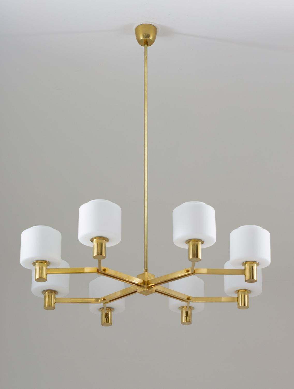 Large Scandinavian Midcentury Chandeliers In Brass And Glass photo furniture