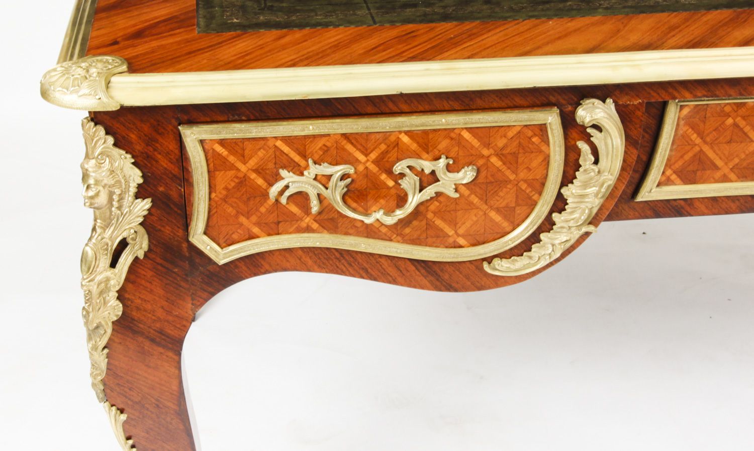 photo for sale Antique Louis Revival Kingwood & Ormolu Mounted Bureau Plat Desk 19th C