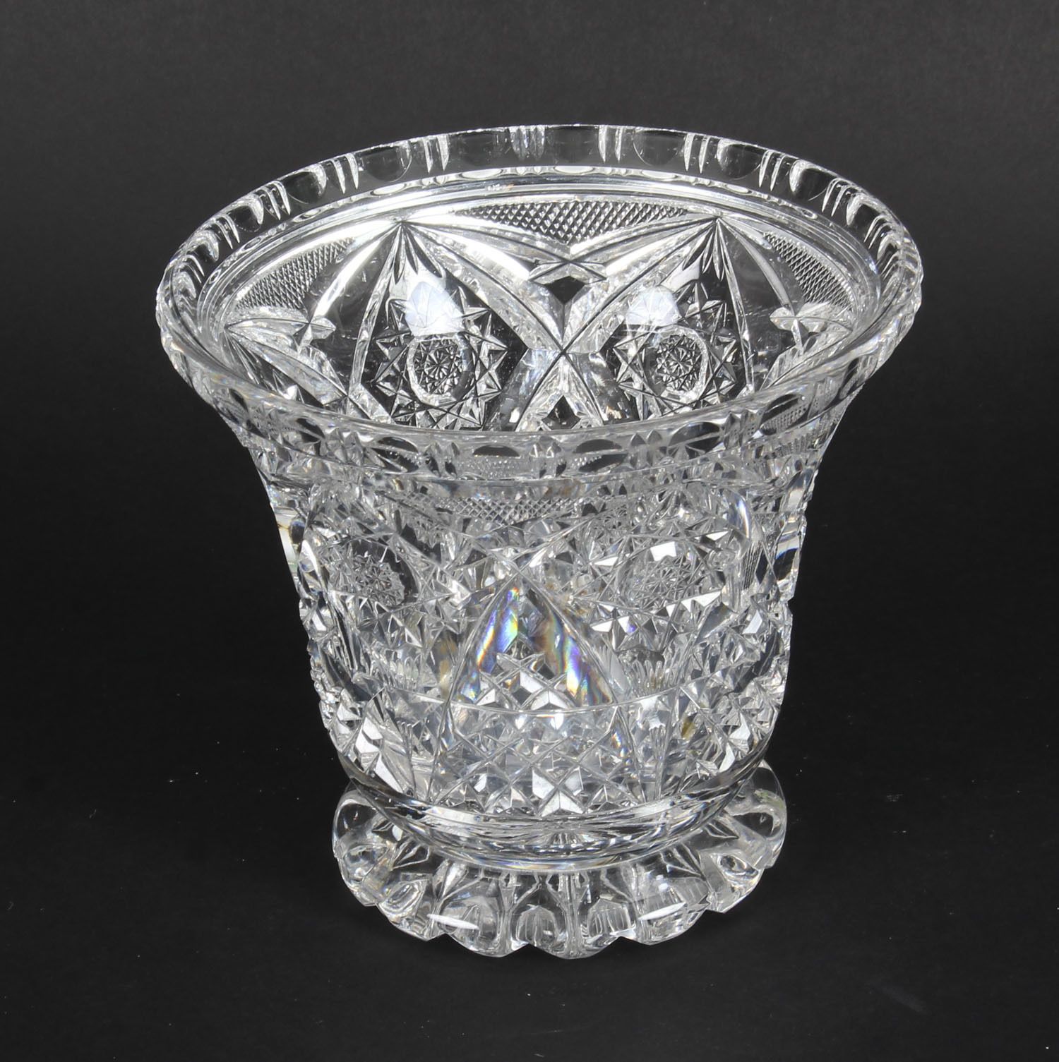 Vintage Cut Glass Crystal Glass Vase  Mid 20th Century photo for sale