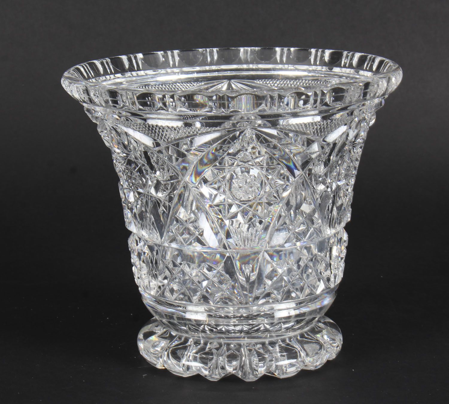 Vintage Cut Glass Crystal Glass Vase  Mid 20th Century photo Home Decor