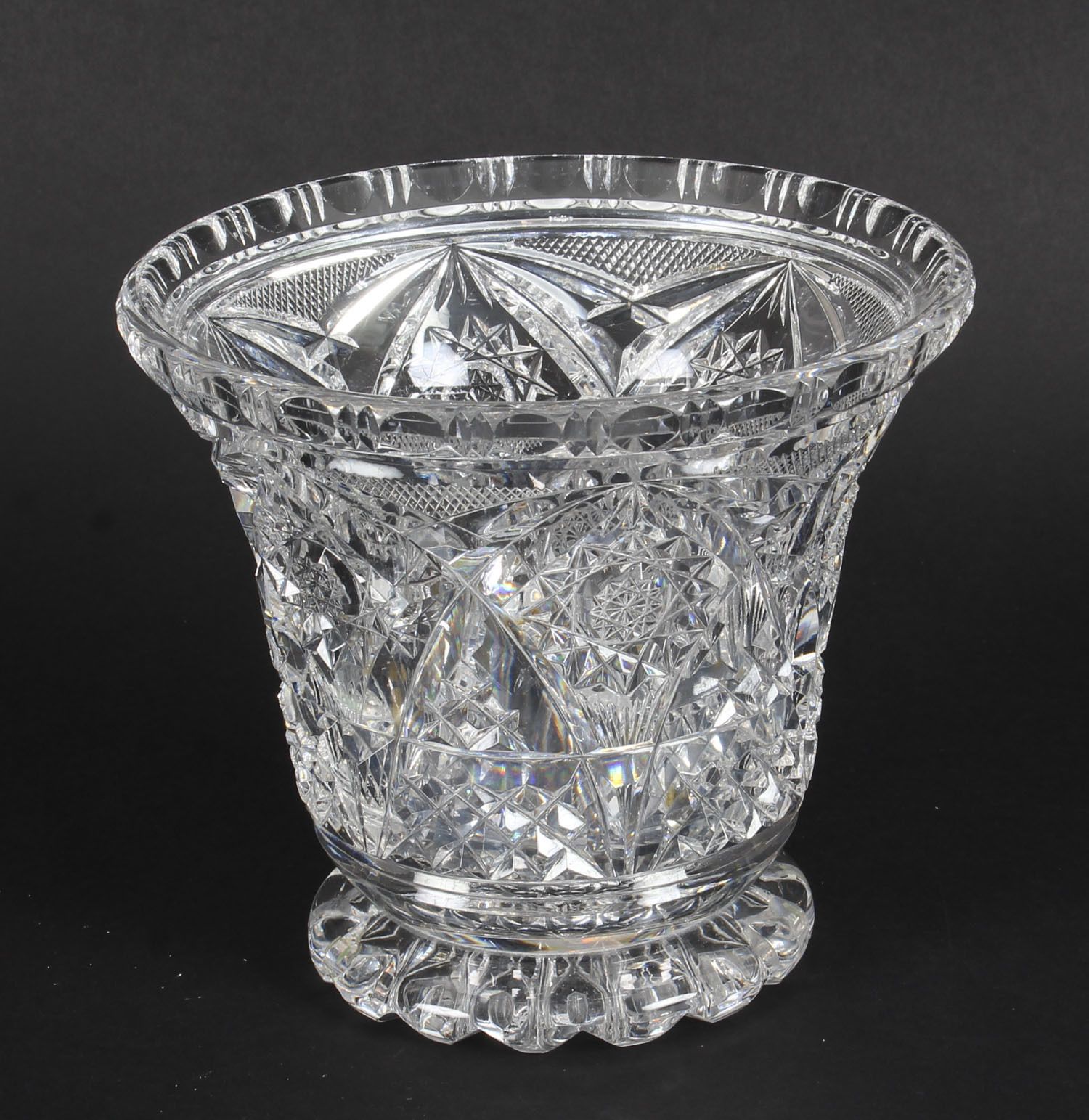 photo buy Vintage Cut Glass Crystal Glass Vase  Mid 20th Century