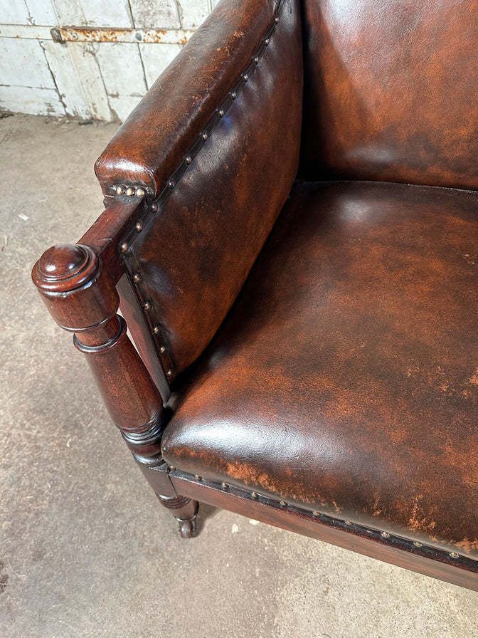 An Exceptional Antique Regency Georgian Leather & Cuban Mahogany Library Armchair Circa 1830 photo Furniture