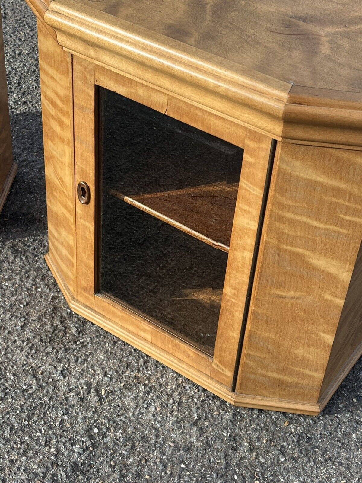 photo for sale Superb Pair Of Satinwood Collectors Table  Wall Display Cabinets.
