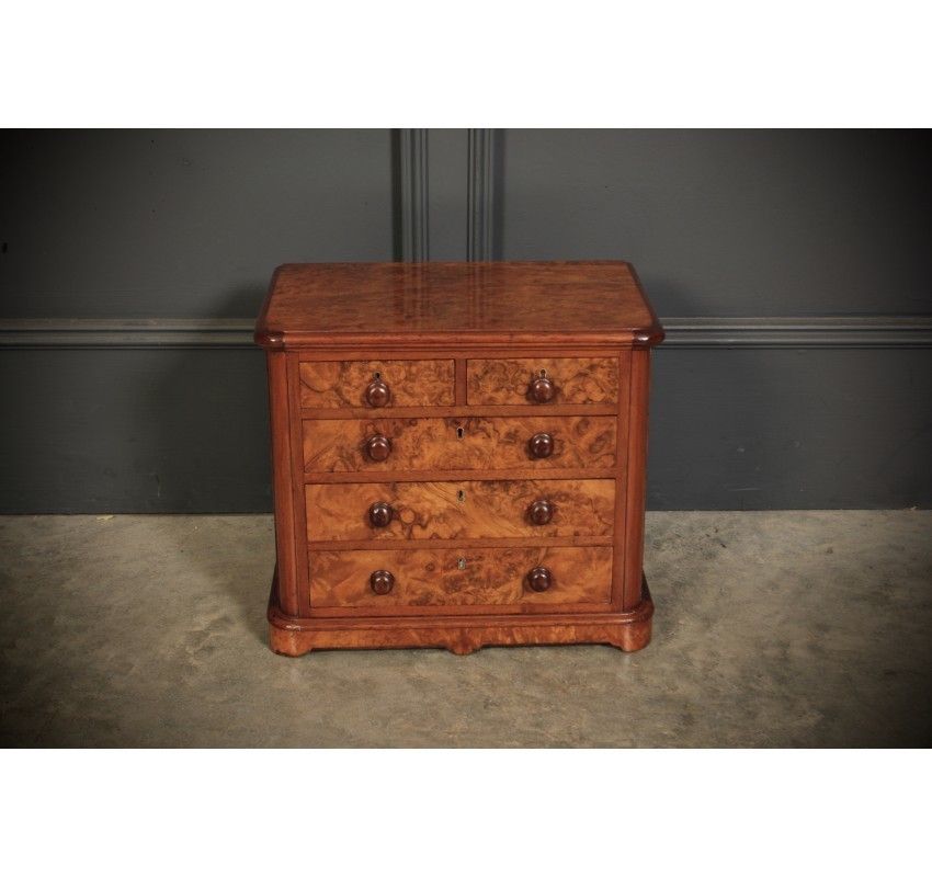 Miniature Burr Walnut Apprentice Chest Of Drawers photo Home Decor