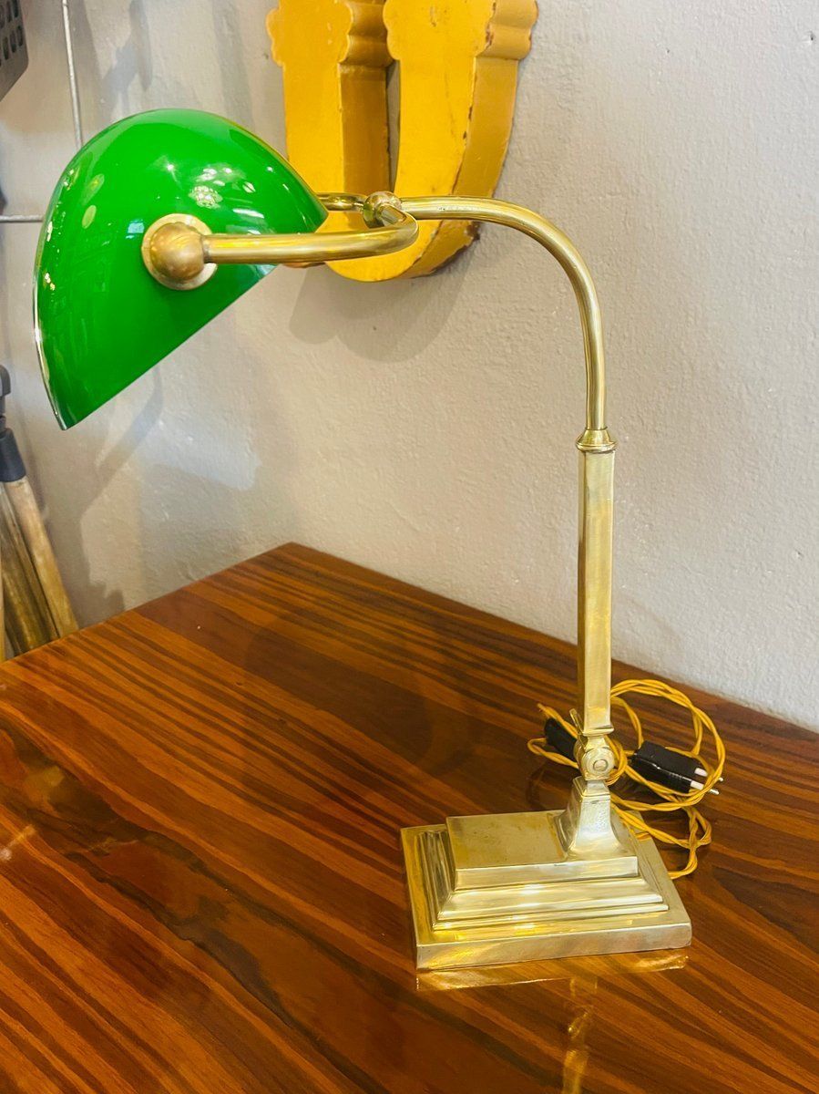 Ministerial Churchill Lamp In Bronze And Opaline Glass photo vintage