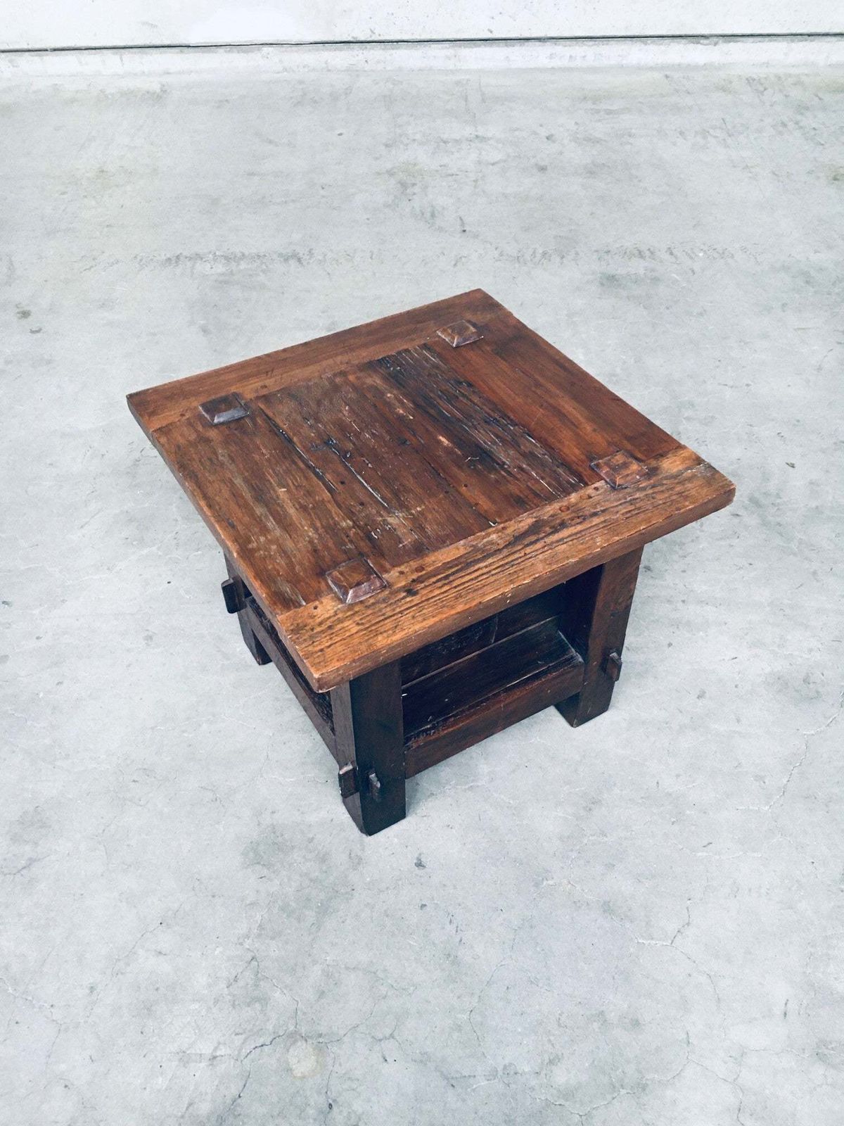 Wabi Sabi Stijl Massief Eiken Bijzettafel, Frankrijk, Ca. Jaren 1930 photo vinterior