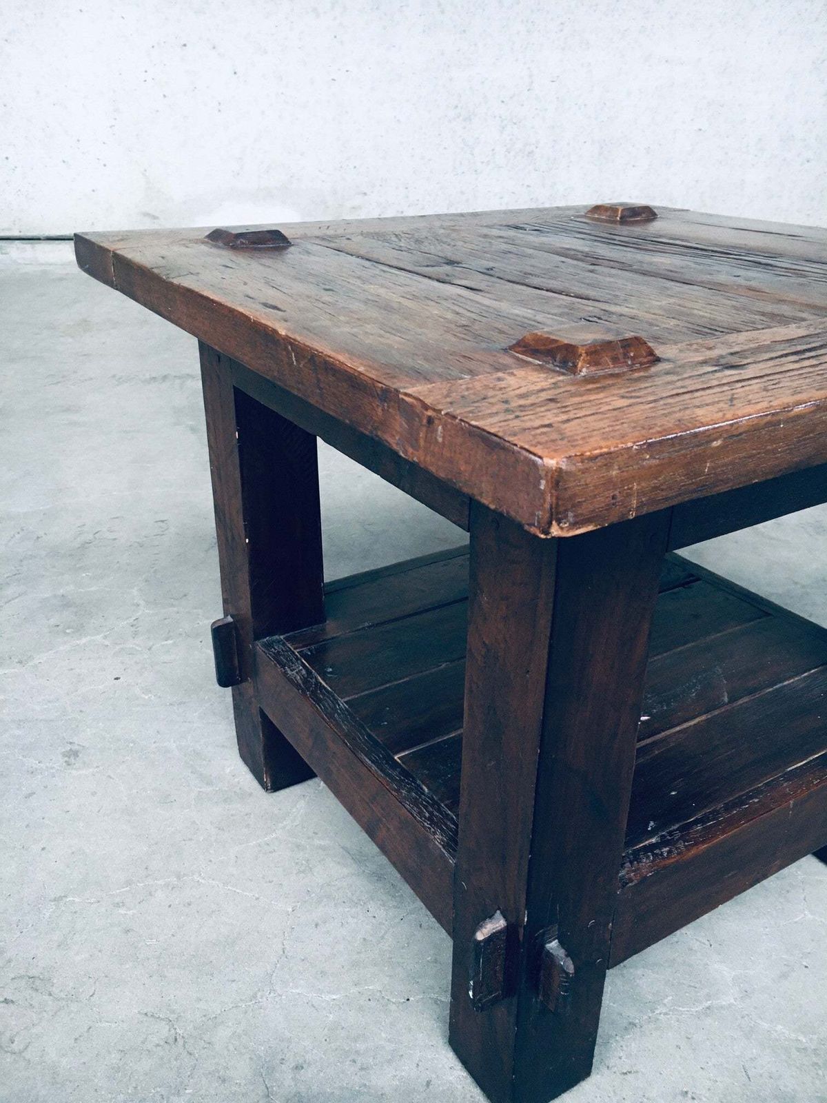 photo vinterior Wabi Sabi Stijl Massief Eiken Bijzettafel, Frankrijk, Ca. Jaren 1930