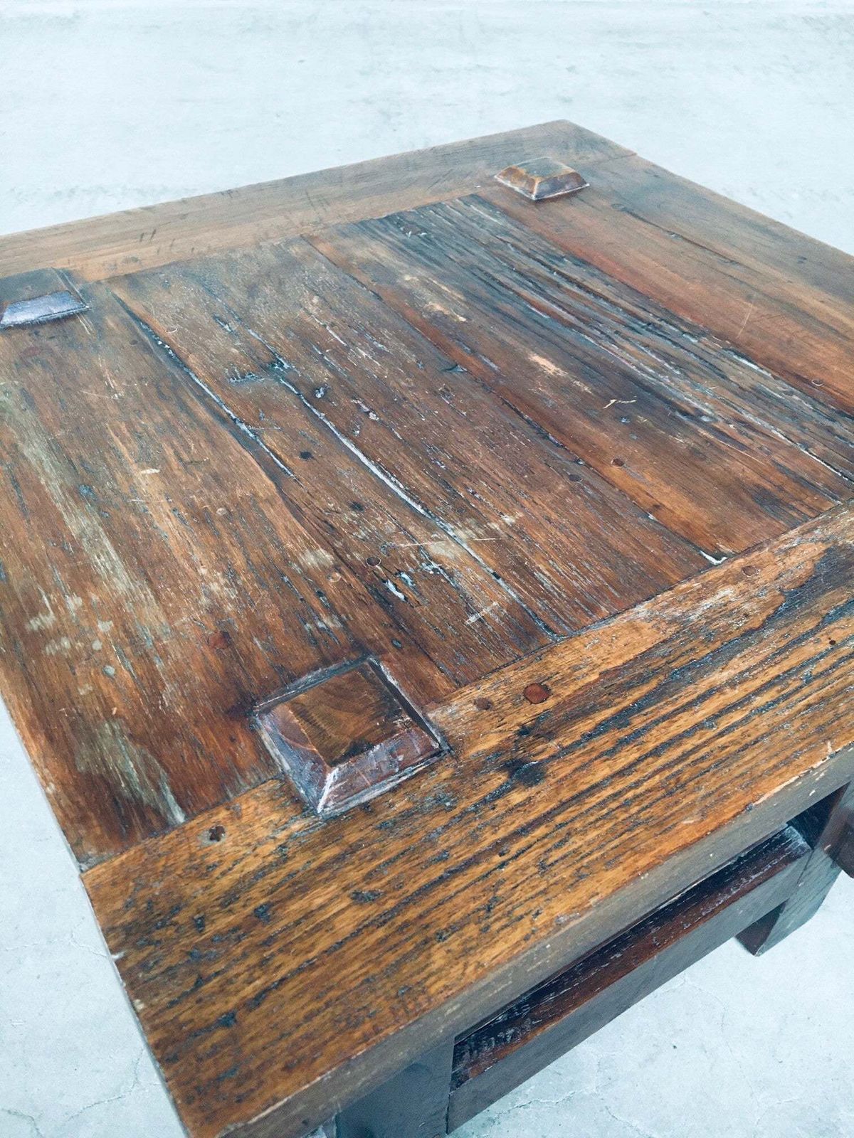 photo buy Wabi Sabi Stijl Massief Eiken Bijzettafel, Frankrijk, Ca. Jaren 1930