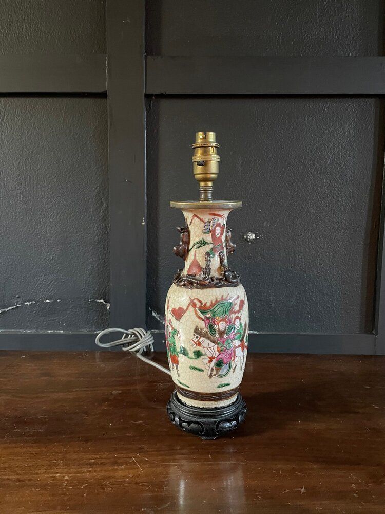 Chinese Crackle Glaze Lamp, Early 20th Century photo Lighting