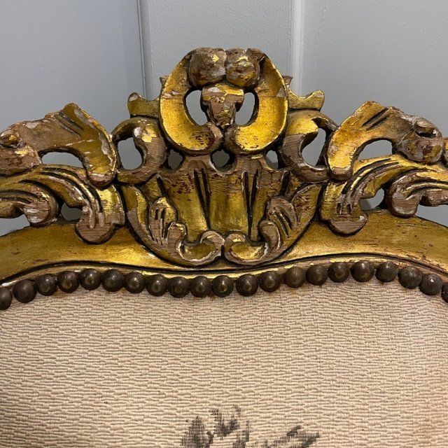 Pair Of Louis XV Style French Tapestry Gilt Wood Fauteuil Chairs photo furniture