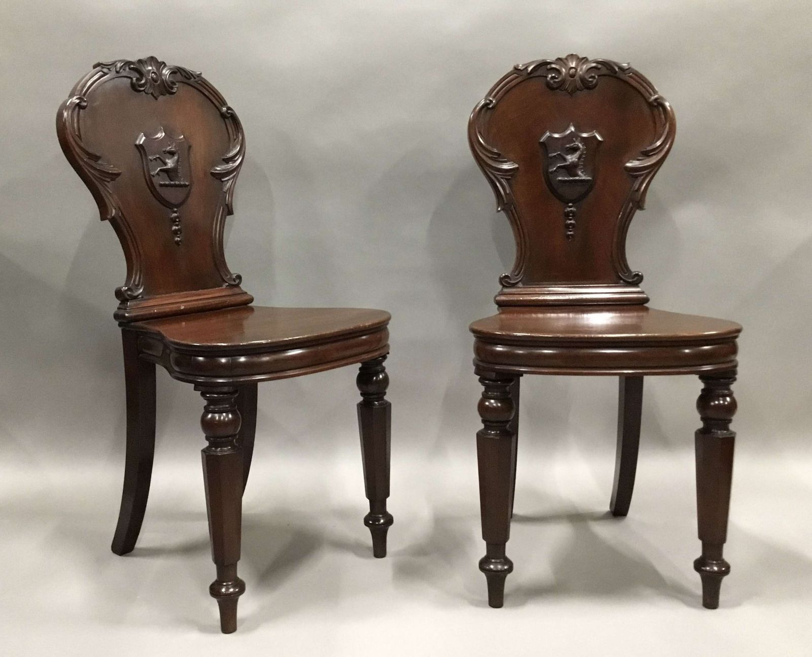 Good Quality George IV Substantial Pair Of Mahogany Hall Chairs photo vinterior