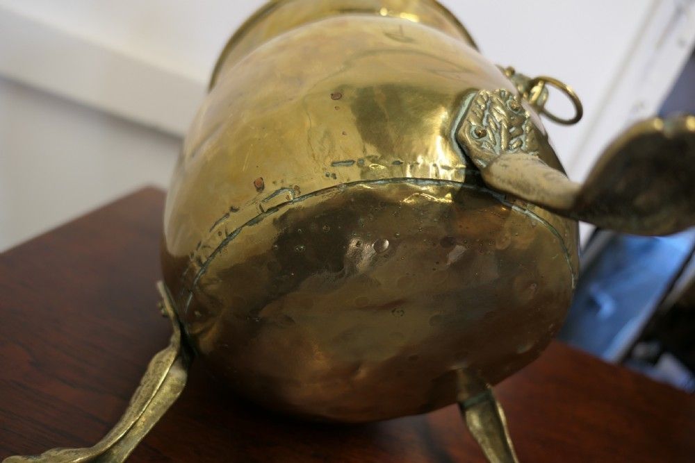 Large Victorian Brass Jardinière With Lions Mask & Hairy Paw Feet photo vinterior