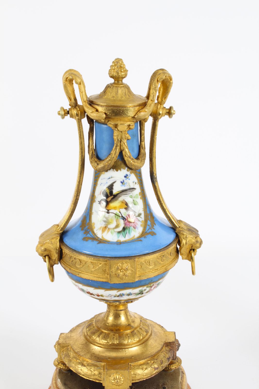 Antique Pair French Bleu Celeste  Sevres Urns 19th C photo for sale