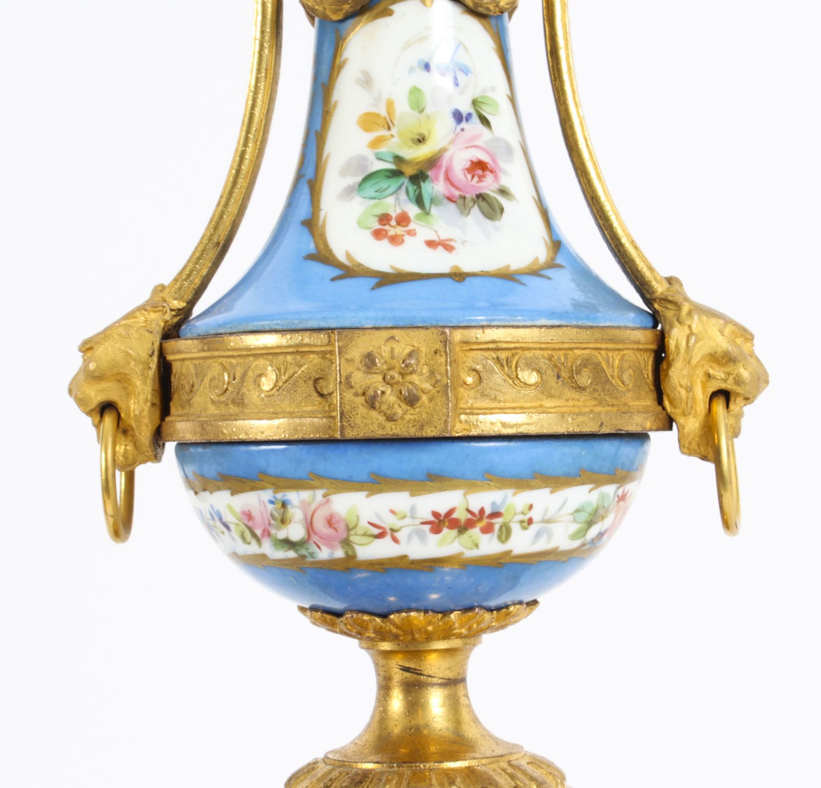 photo vintage Antique Pair French Bleu Celeste  Sevres Urns 19th C