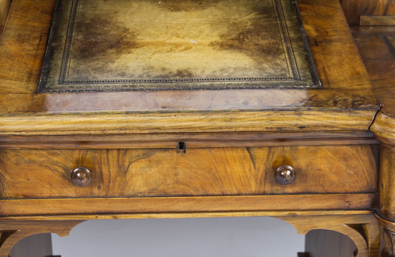 photo for sale Victorian Burr Walnut Dickens Pedestal Desk C. 1880 19th C