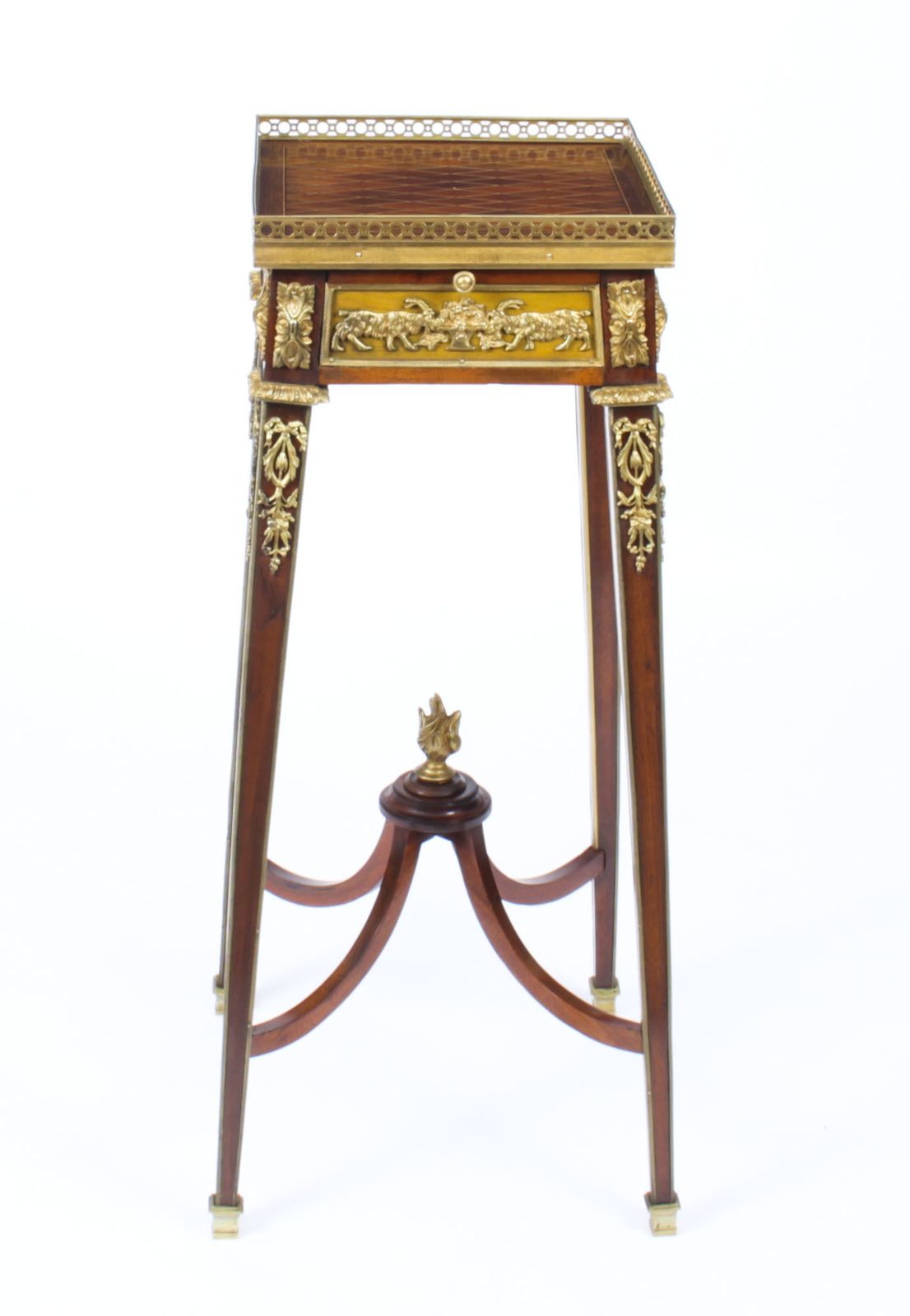 Antique French Parquetry Ormolu Mounted Stand Att François Linke 19th Century photo furniture
