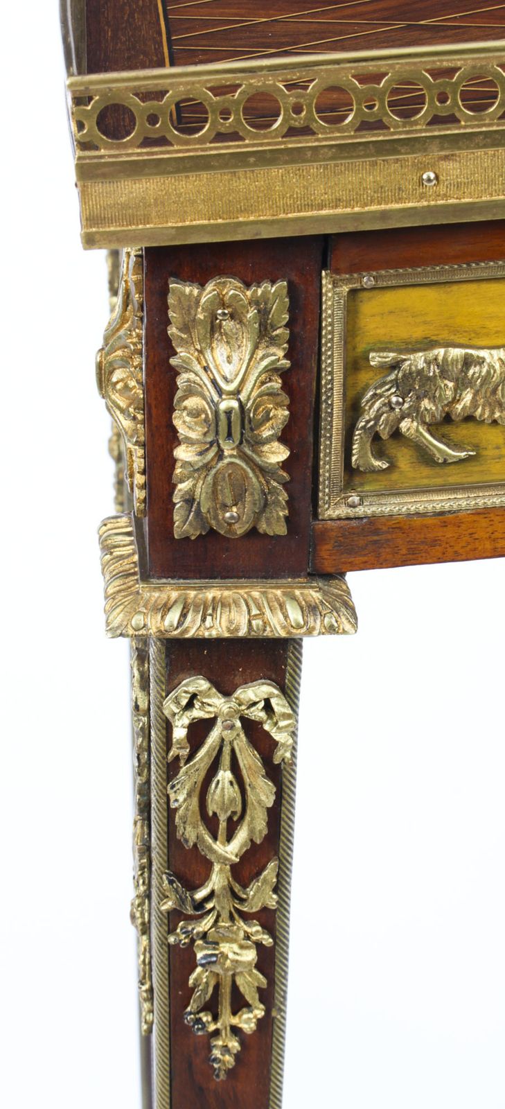 photo vintage Antique French Parquetry Ormolu Mounted Stand Att François Linke 19th Century
