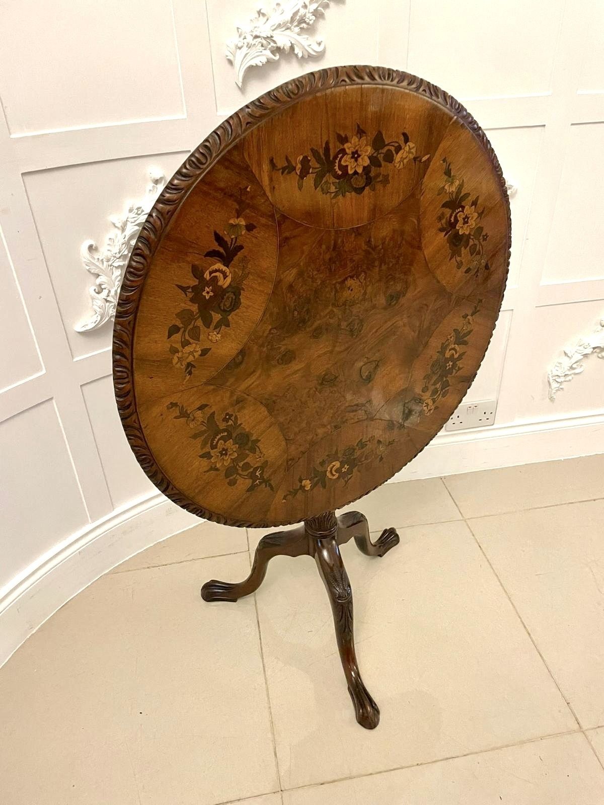 Antique 19th Century  Quality Burr Walnut Marquetry Inlaid Centre Table photo vintage