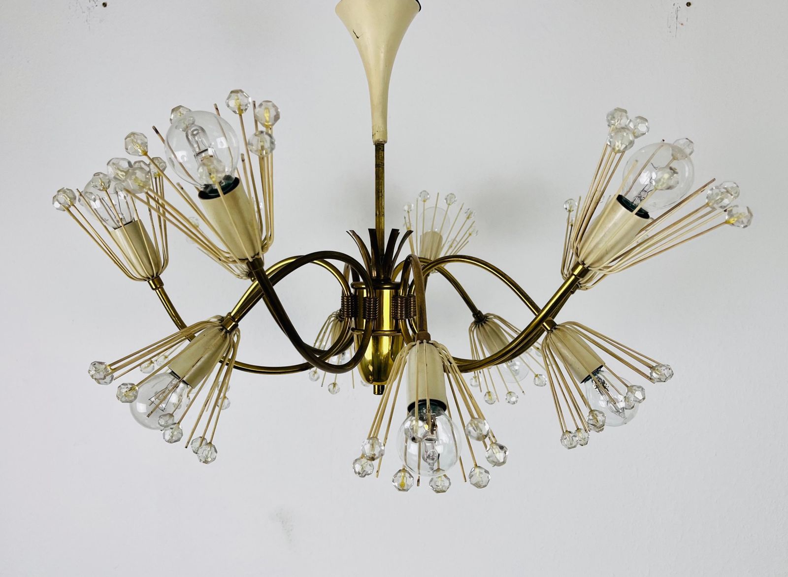 Glass And Brass Chandelier By Emil Stejnar For Rupert Nikoll, 1960s