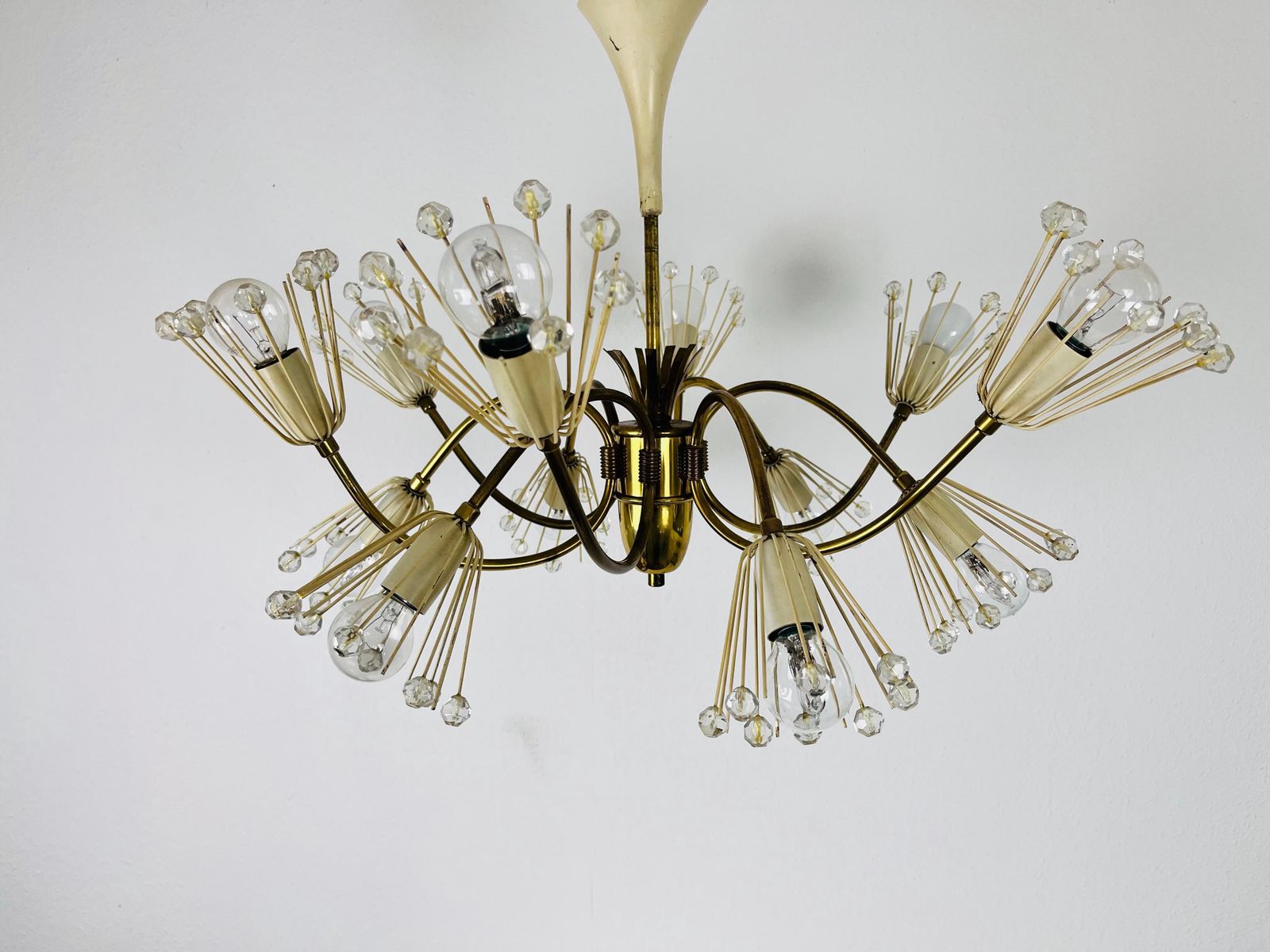 Glass And Brass Chandelier By Emil Stejnar For Rupert Nikoll, 1960s photo Lighting