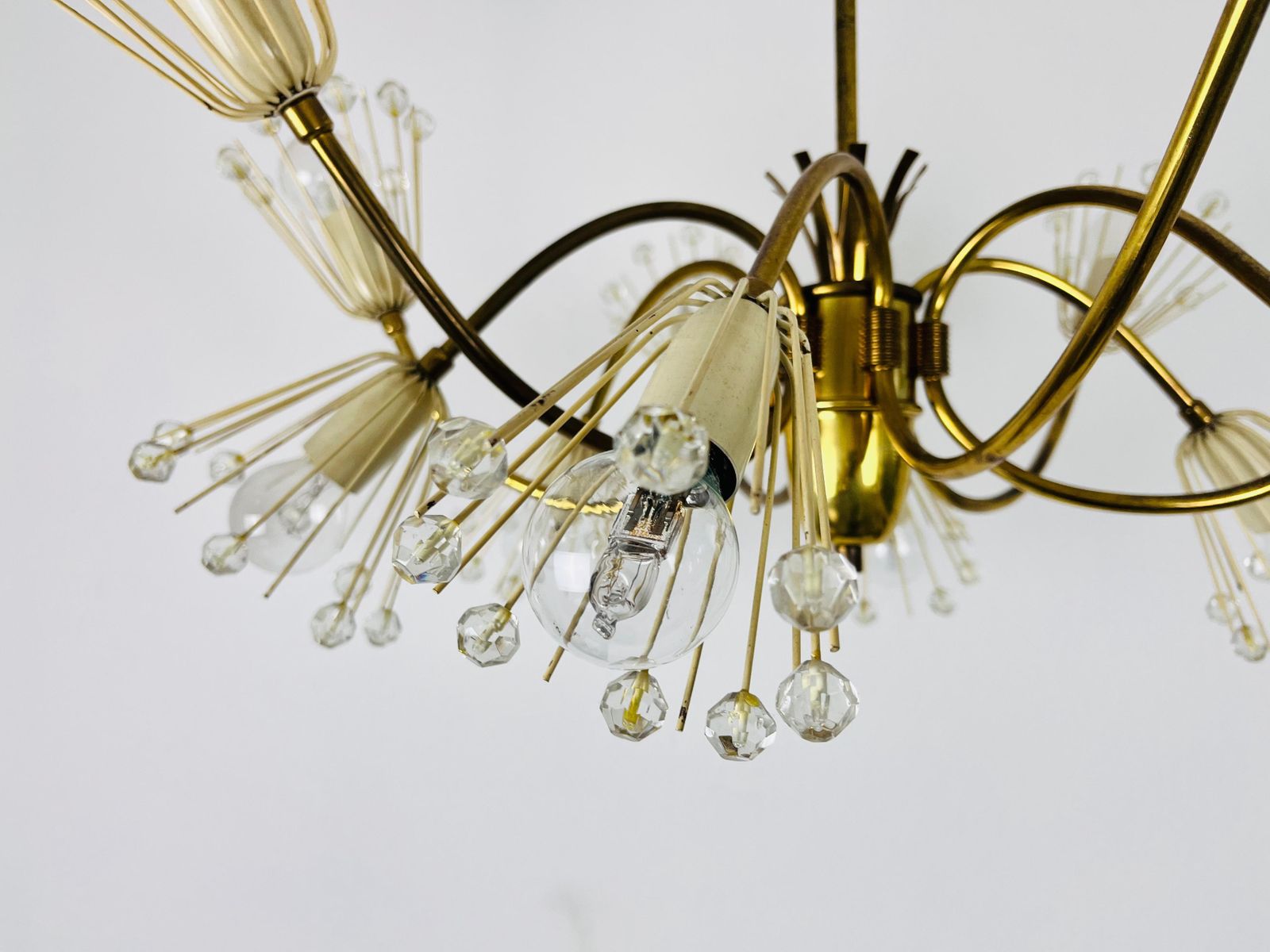 photo for sale Glass And Brass Chandelier By Emil Stejnar For Rupert Nikoll, 1960s