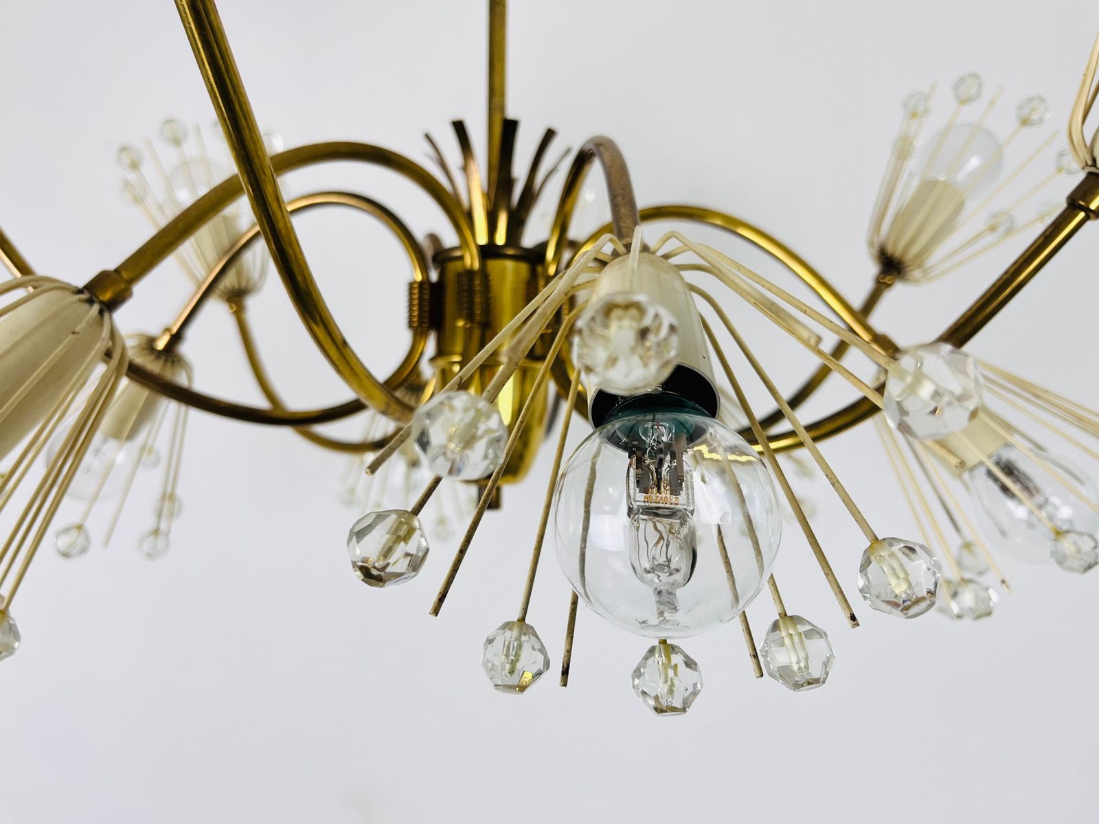 1210.0 Glass And Brass Chandelier By Emil Stejnar For Rupert Nikoll, 1960s photo