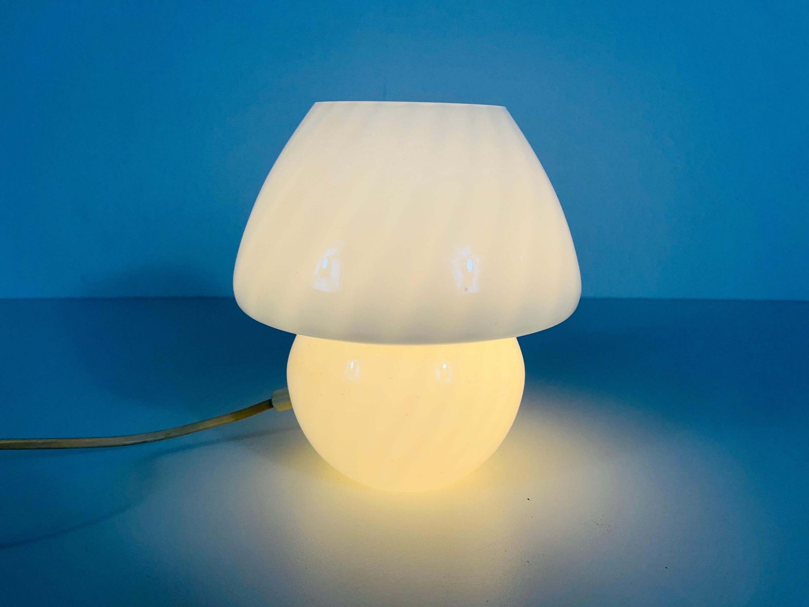 Murano Glass Mushroom Table Lamp By Vetri D‘Arte Italy 1970s photo vintage