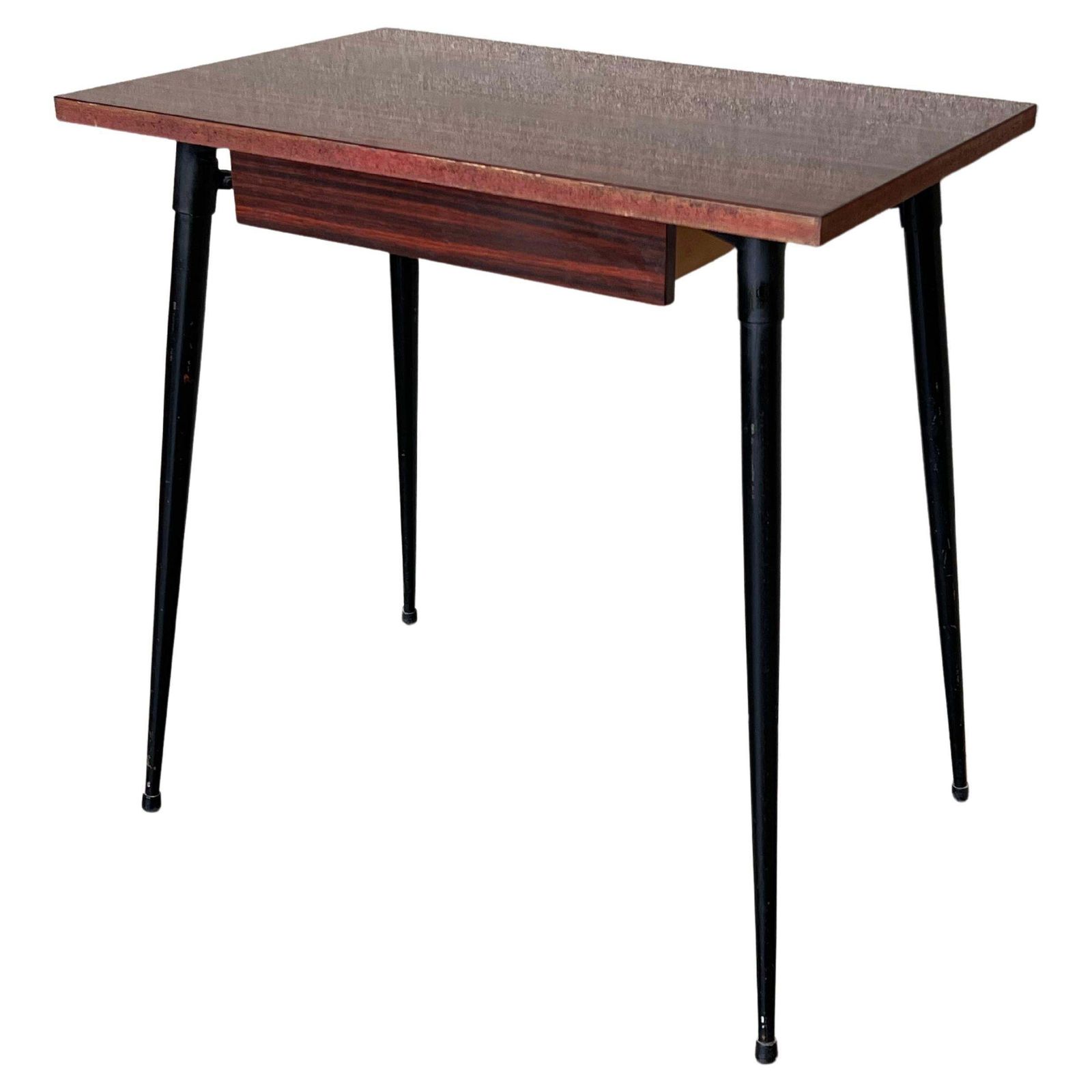 Mid Century Modern School Desk With Drawer And Iron Legs