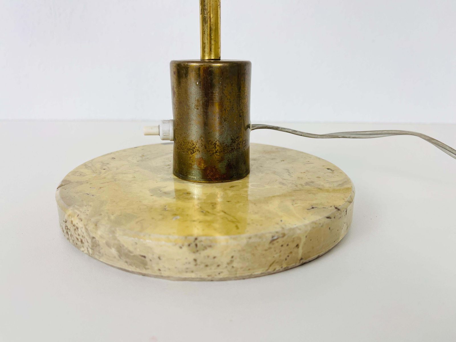 Italian Marble Base And Brass Table Lamp, 1960s, Italy photo vintage