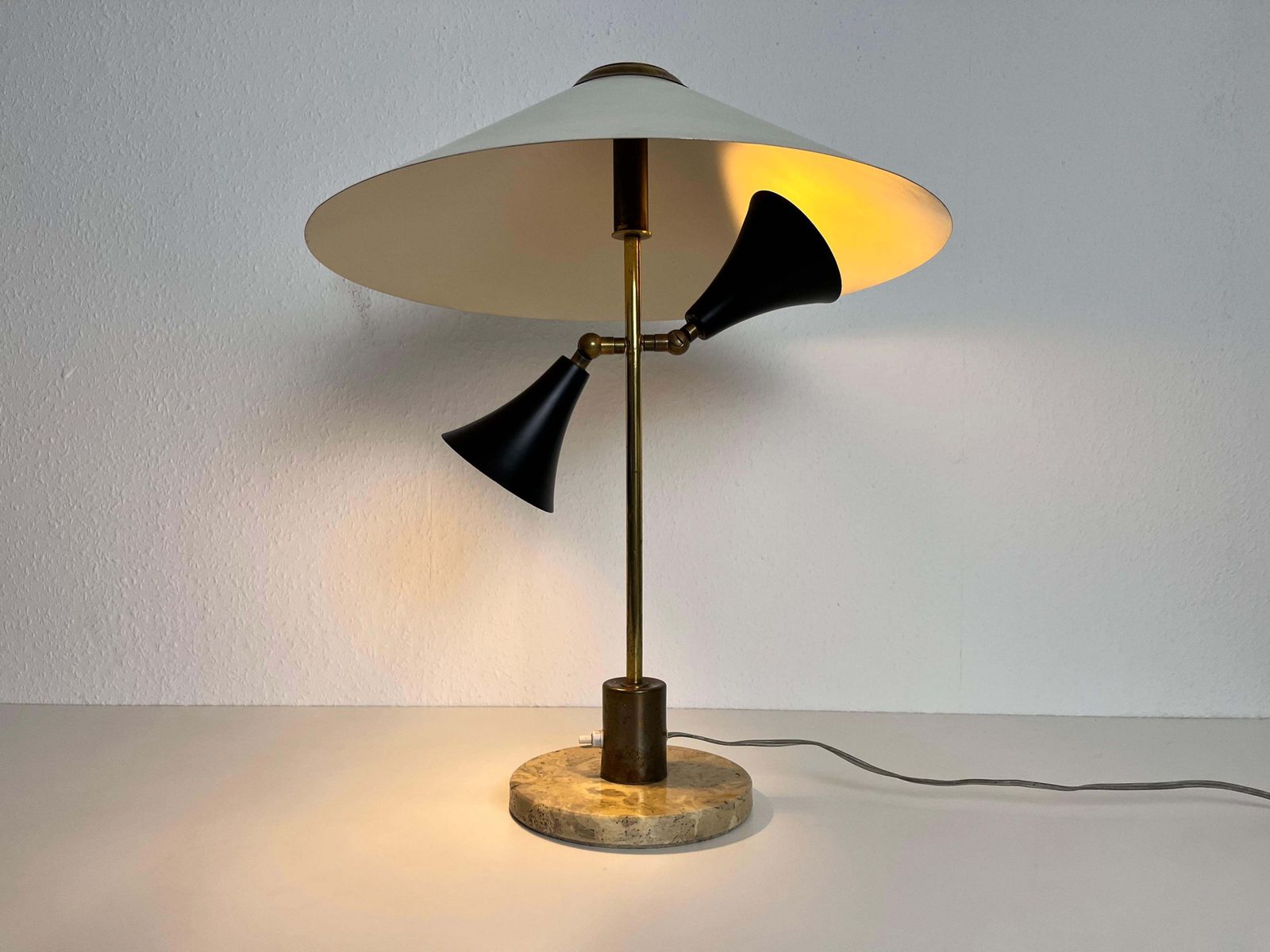 photo for sale Italian Marble Base And Brass Table Lamp, 1960s, Italy